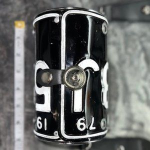 Handmade, License plate crossbody purse, black and white